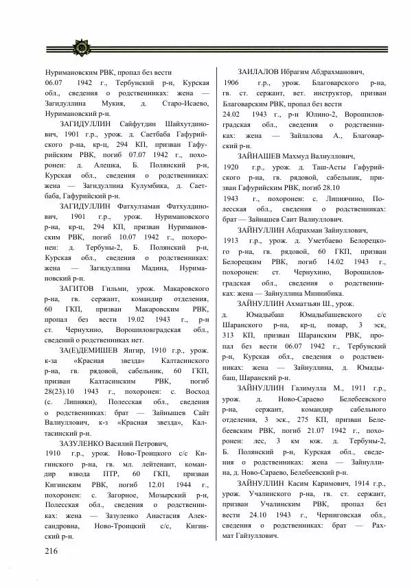  Сборник - Слава Башкирских конников - Страница № 217